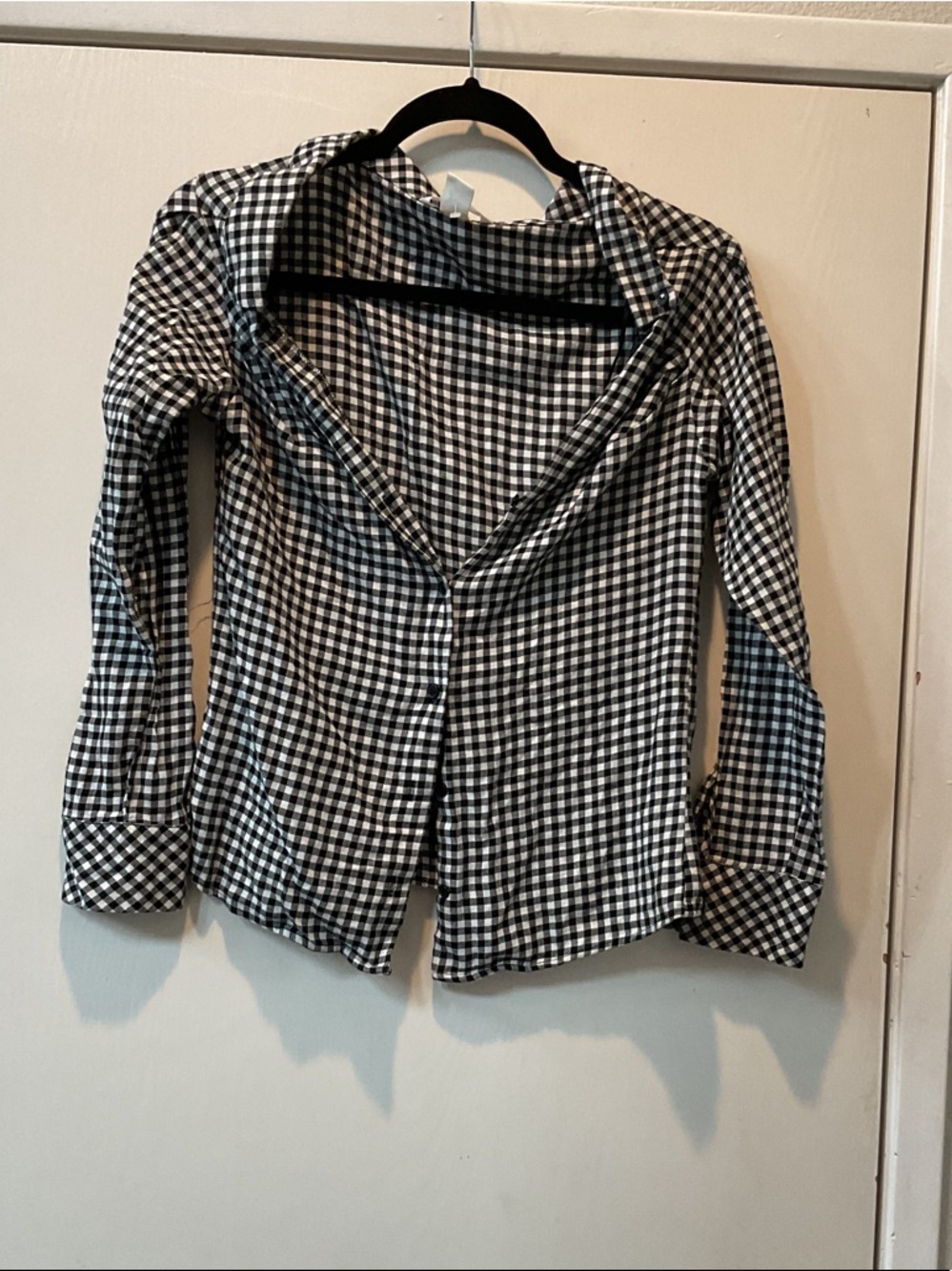 H&M Black and White Gingham Blazer Jacket